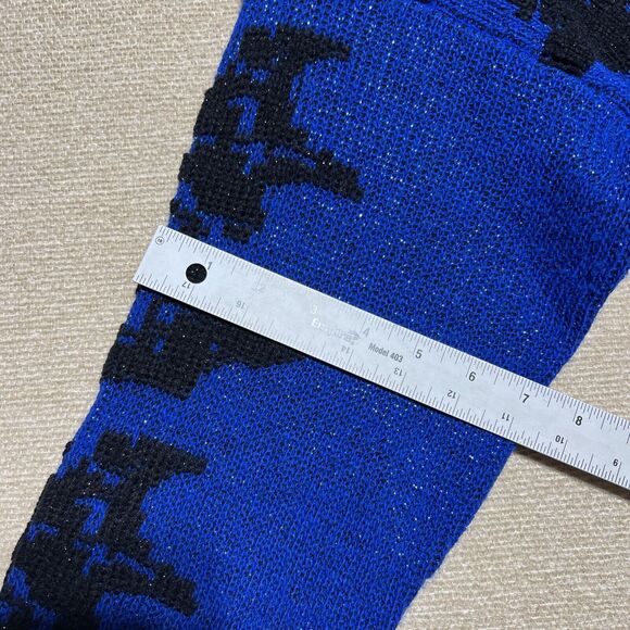 1990s Vintage Ellen D Kollection Women's Sweater Large Med Blue Lurex Mock Lg - Picture 10 of 12